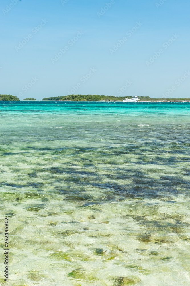 Paradise island and turquoise waters at the Caribbean. Los Roques National Park, Venezuela