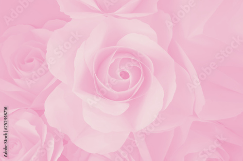 Beautiful pink decoration artificial paper rose flower background for valentine day or wedding card.