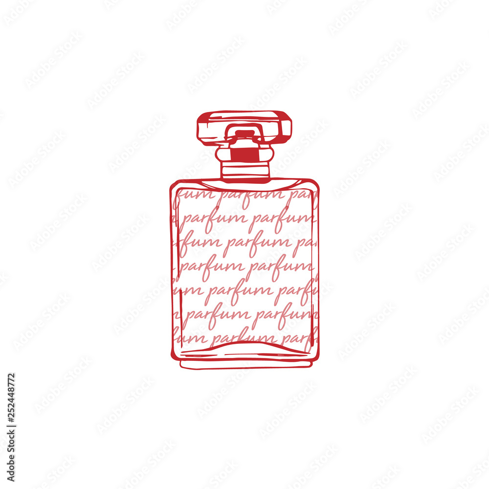Fashion hand draw perfume paris with text perfume inside. T-shirt printing  design, typography graphics. Perfume pink bottle in vector. Trendy woman  glamour Fashion, Style, beauty. Cosmetic fragrance Stock Vector | Adobe  Stock