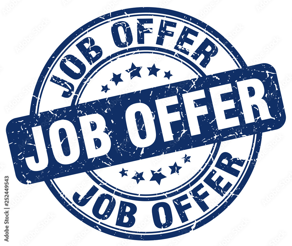 job offer blue grunge stamp