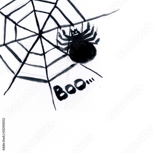 spider web spider background. Halloween. watercolor