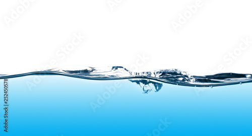 blue water, water splash isolated on white