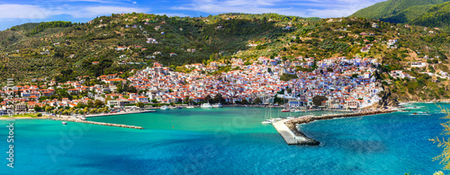 Beautiful greek islands- amazing Skopelos. view of town and port. Northen Sporades, Greece photo