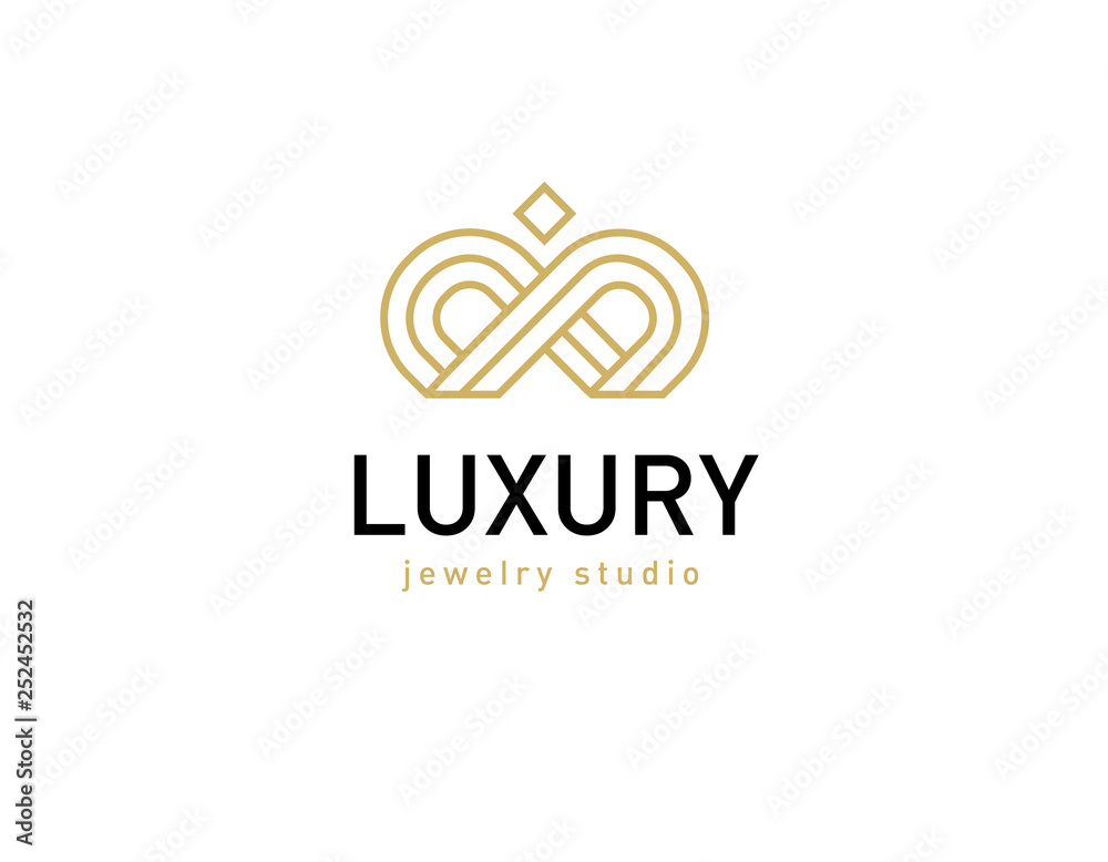 Creative logo linear gold crown jewelry shop