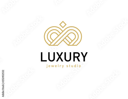 Creative logo linear gold crown jewelry shop