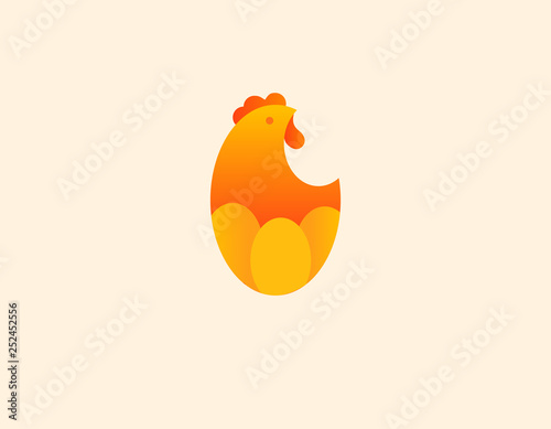 Creative logo chicken with eggs for the farm