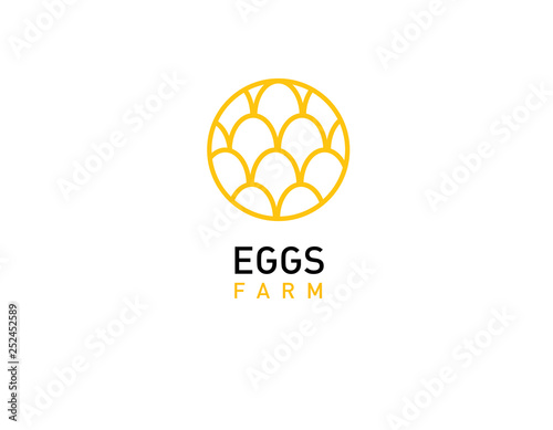  round linear logo pattern in the form of chicken eggs for the farm