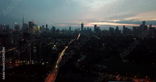 City Of Toronto Skyline At Dusk (Aerial Drone Shot)