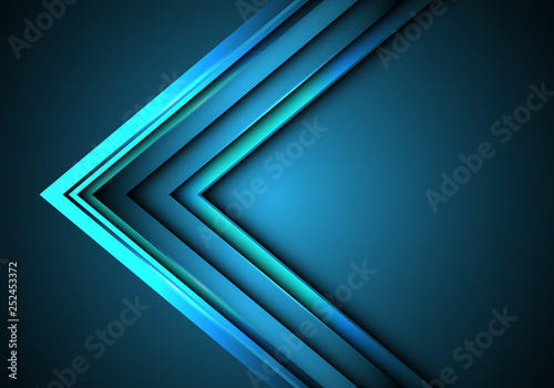 Abstract blue neon arrow speed direction on blank space design modern luxury futuristic technology background vector illustration.