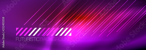 Neon glowing techno lines  hi-tech futuristic abstract background template with lines