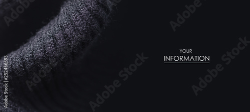 Black sweater fabric textile material texture macro pattern blur background