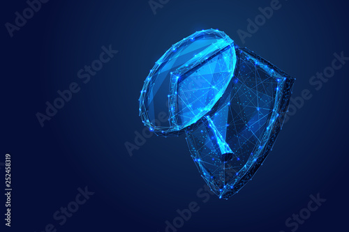 SHIELD and MAGNIFYING low-poly blue