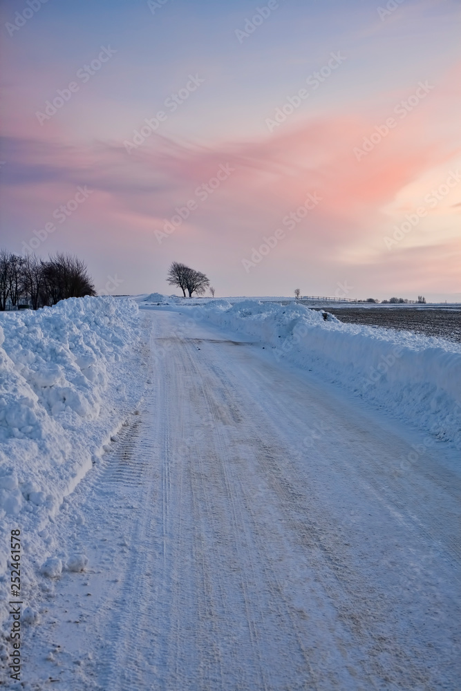 Country road in the Snow