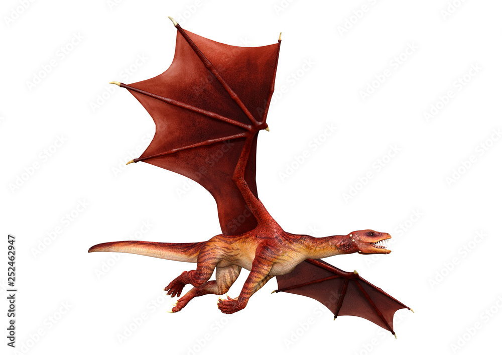 3D Rendering Fairy Tale Dragon on White 3D Rendering Fairy Tale Dragon on White