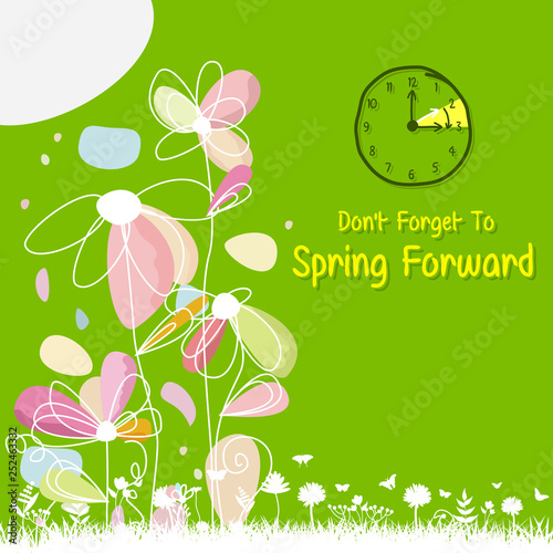 Spring Forward Banner. Daylight Saving Time Reminder - Spring Time Change.