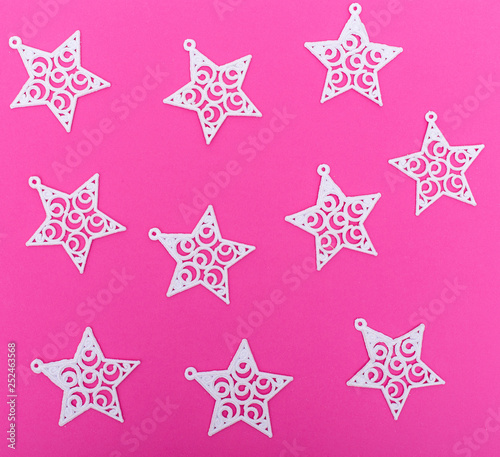 Pink background with white snowflakes