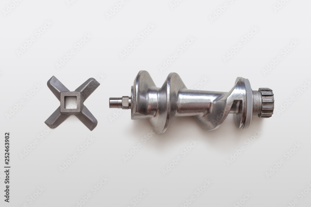 Fototapeta premium Screw shaft and knife of the meat grinder