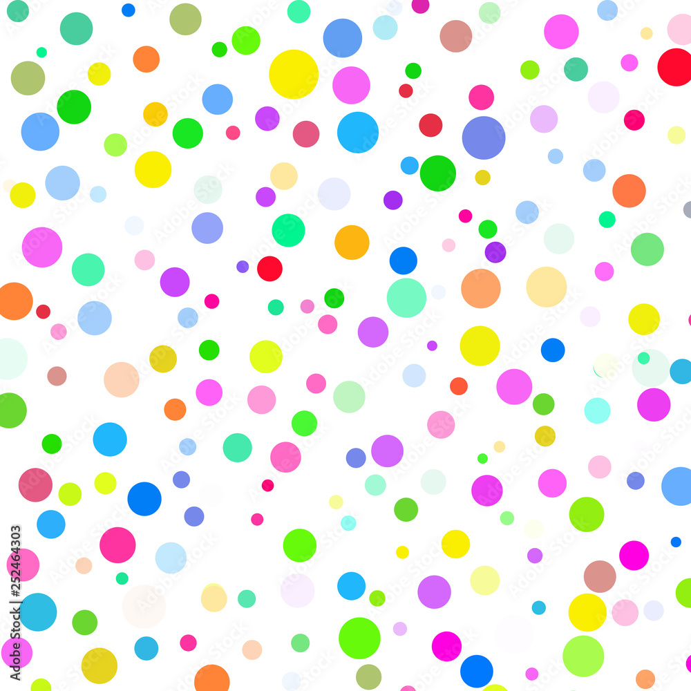 Multicolored circles on a white background.       
