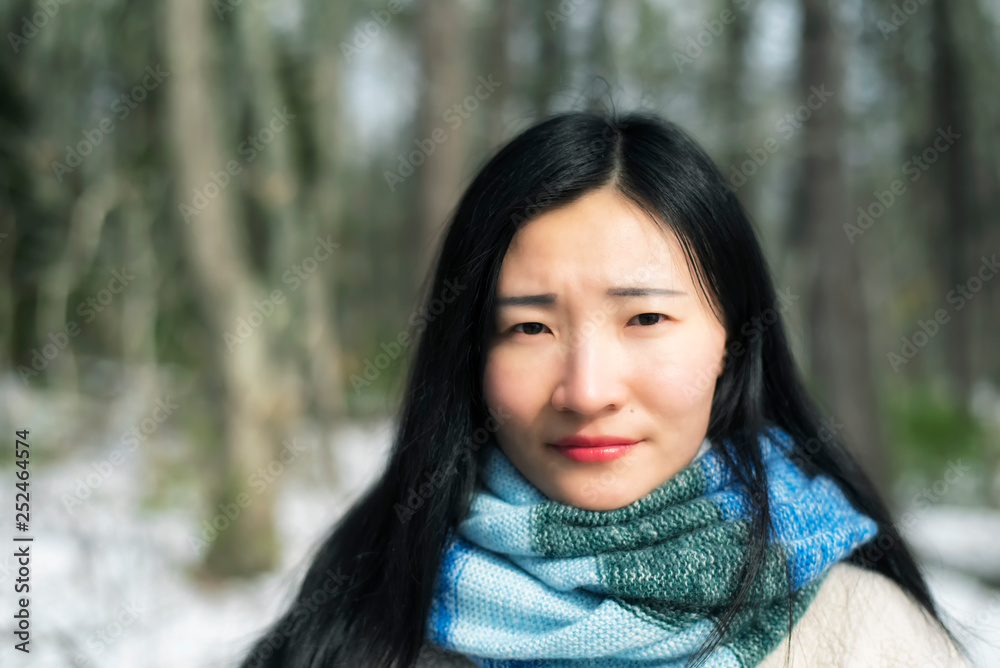 Chinese woman wintertime Wells Maine Chinese woman wintertime Wells Maine