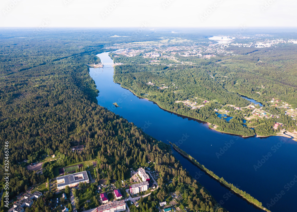 Aerial view of the Svir river in Leningrad region - Russia.
