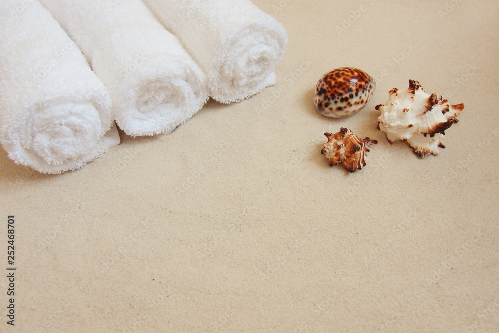 Beautiful spa set concept, tropical luxury ocean or sea resort. Copy space for text. Beautiful spa set concept, tropical luxury ocean or sea resort. Copy space for text.
