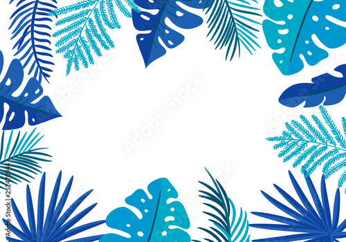Summer Vector floral frame tropical leaves palm with place for text. color design elements for print, greeting card. isolated illustration on pink background
