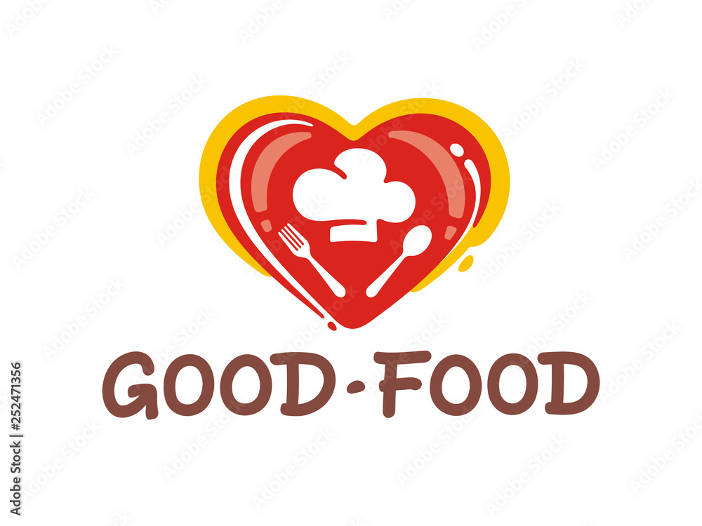 Vector logo of the heart. Logo template for food, cafe, cooking.