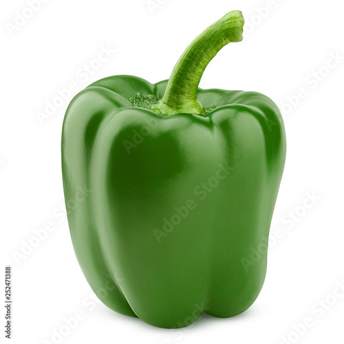 Stampa su Tela sweet green pepper, paprika, isolated on white background, clipping path, full d