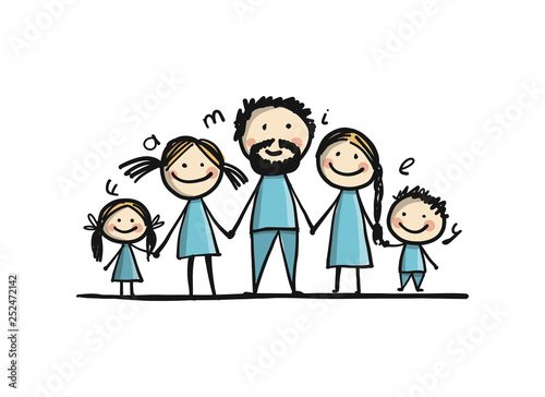 Happy family together, sketch for your design