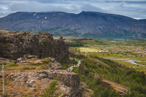Tingvallir mountains Iceland where the worlds first parliament settled