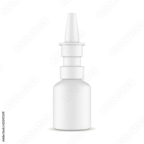 Plastic nasal spray mockup isolated on white background - front view. Vector illustration