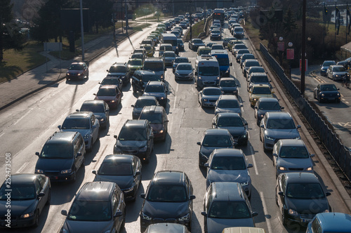 Traffic jam in the rush hour