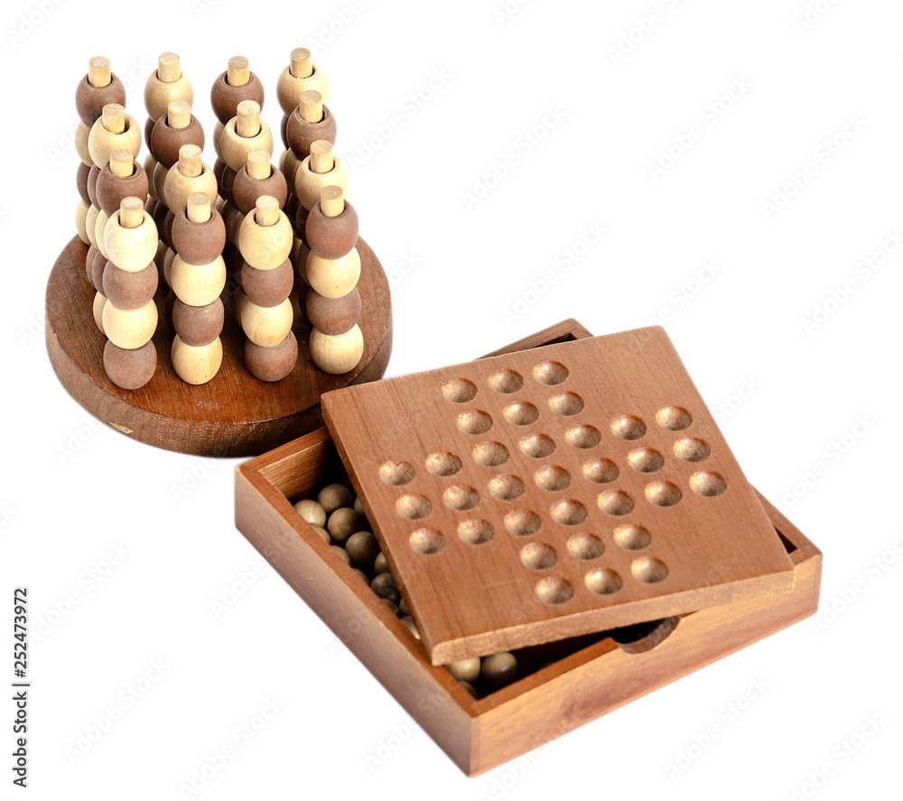 Made of wood line game, with colored balls educational games, logical thinking Made of wood line game, with colored balls educational games, logical thinking
