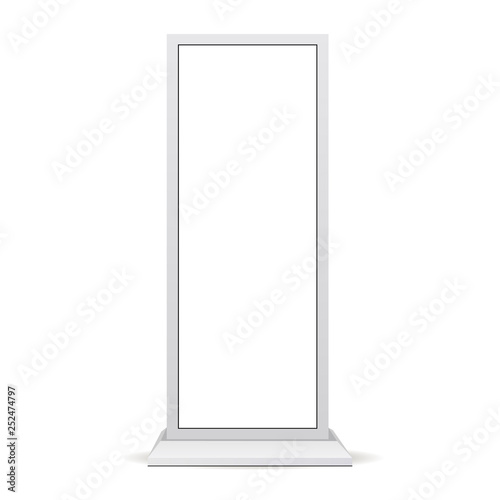 Digital signage mockup with blank screen isolated on white background - front view. Vector illustration photo