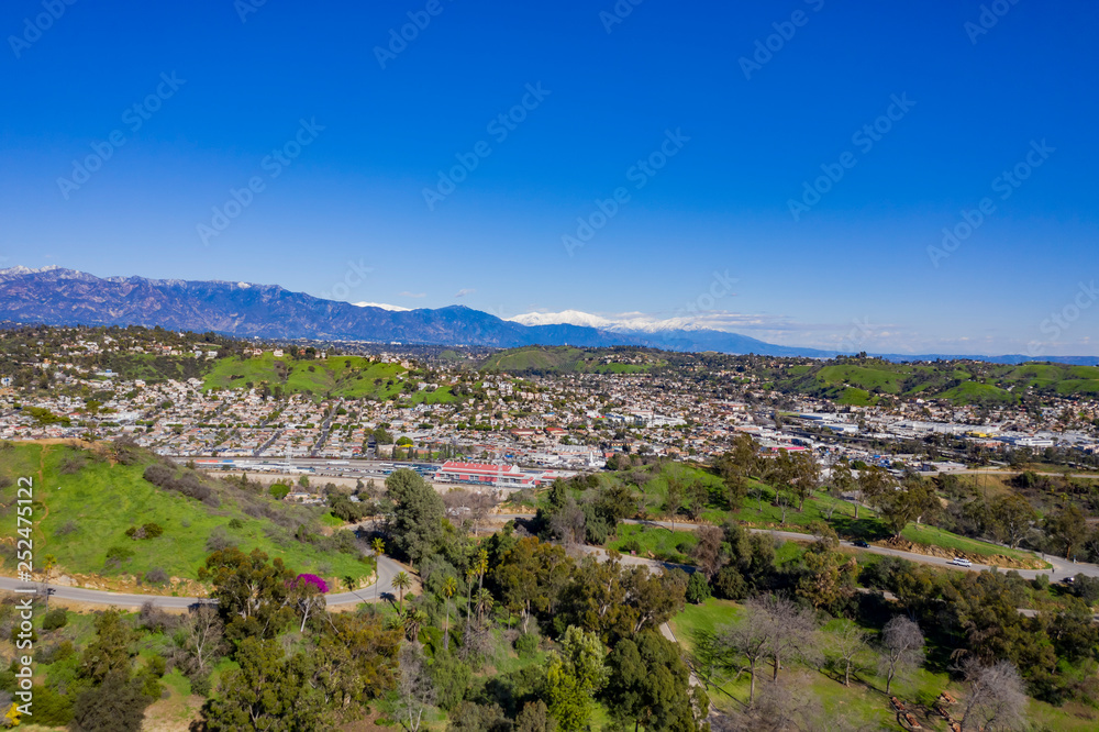 Aerial morning view of the Los Angeles city area