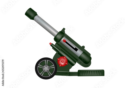 Artillery gun vector illustration.Toy plastic artillery gun in the vector.