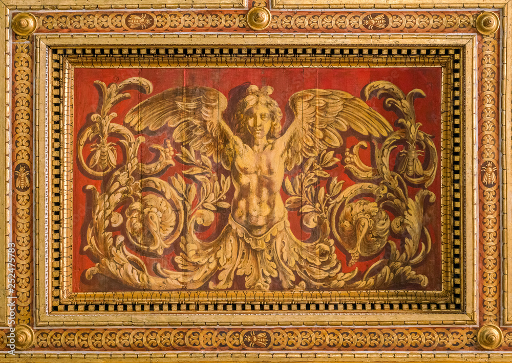 Detail from the ceiling of the Saints Cosma e Damiano in Rome, Italy.