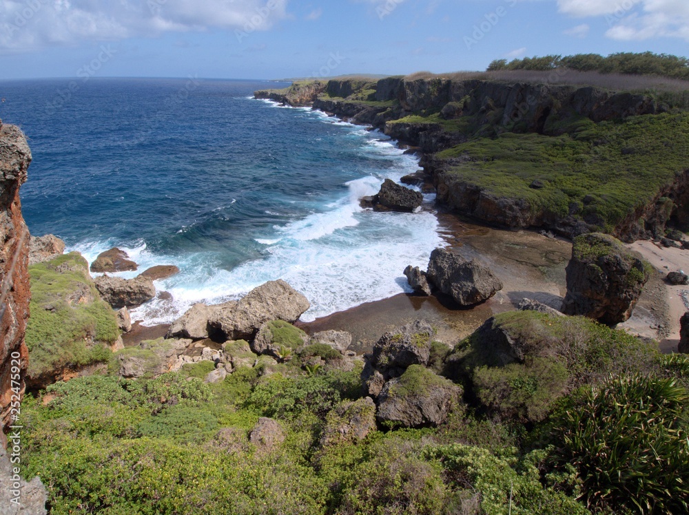 Scenic coastal view of a tropical island, Saipan, Northern Mariana Islands