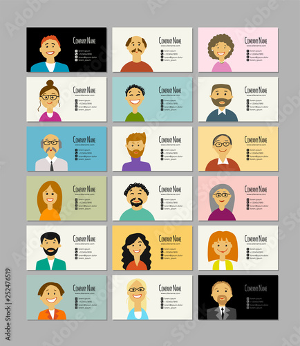 Business cards with people portraits for your design