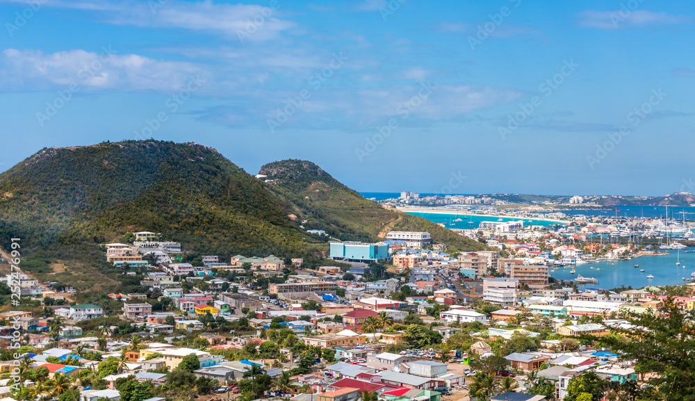 Homes and Industry Along Saint Martin on the French Side of the Island Nation