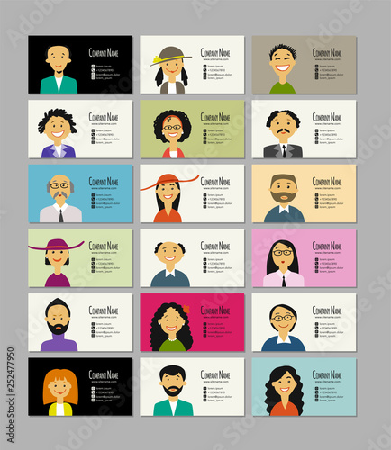 Business cards with people portraits for your design