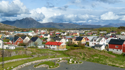 colorful wooden houses in t...