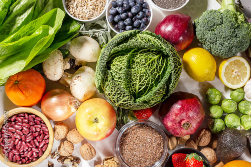 Wallpaper Mural Top view of selected healthy and clean foods Torontodigital.ca