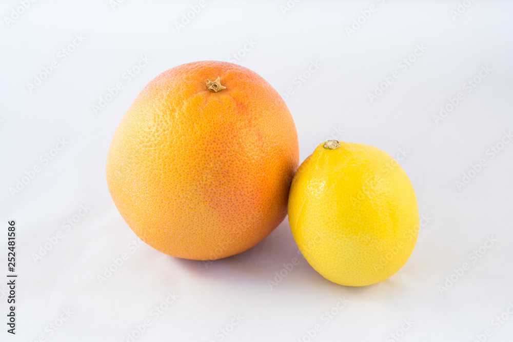 Grapefruit and lemon fruit isolated on white background Grapefruit and lemon fruit isolated on white background