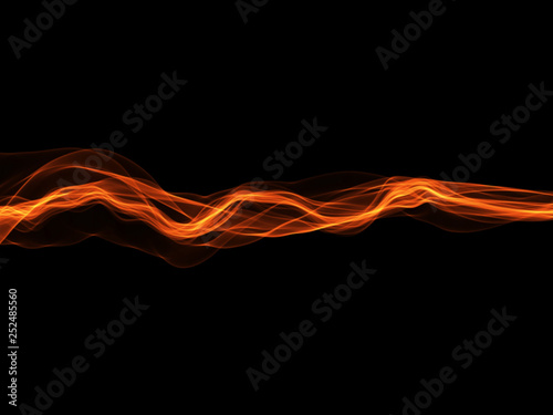 abstract red wavy smoke flame over black background