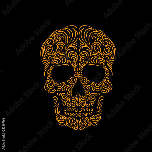 Tracery wave pattern skull. Vector. Element. Symbol.