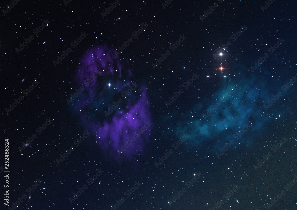 Star field in space and a nebulae. 3D rendering Star field in space and a nebulae. 3D rendering