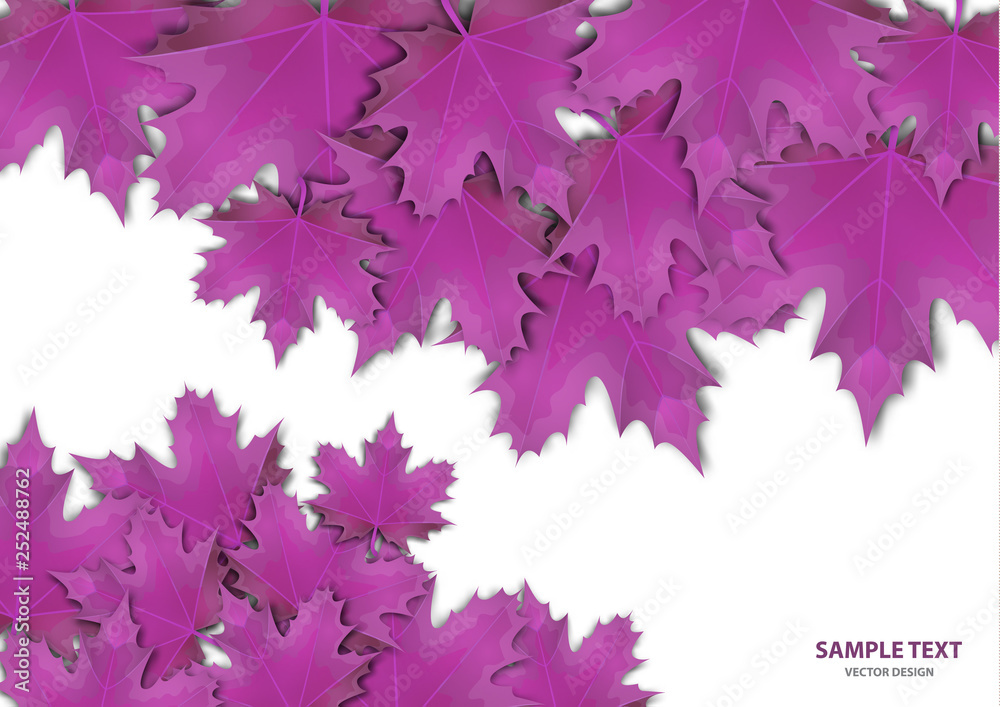 Abstract background from a variety of bright maple leaves on a white background. Stylish modern design for flyers, posters, flyers, banners. Vector illustration