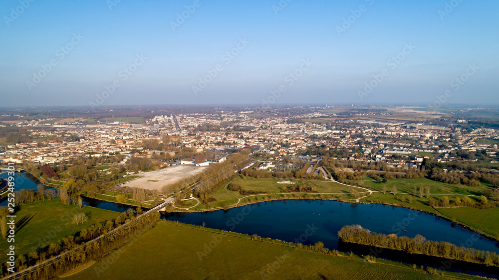 Aerial view of Saintes city in Charente Maritime