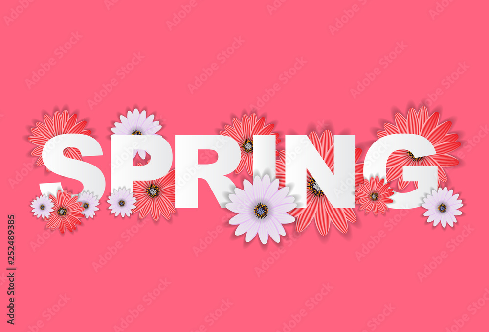 Hello Spring Banner Greetings Design Background with Colorful Flower Elements. Vector illustration Hello Spring Banner Greetings Design Background with Colorful Flower Elements. Vector illustration